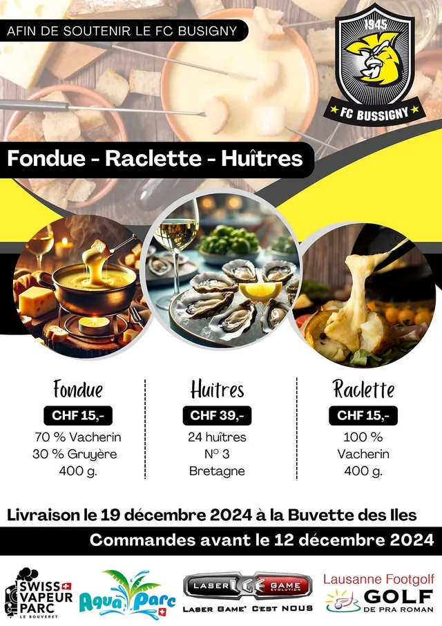Fondue, raclette et huîtres : soutenez le FC Bussigny